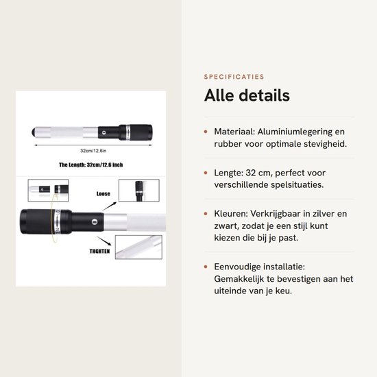 Dailygoods- Biljart Extender Aluminiumlegering - Telescopische Extender - Biljart Accessoires - Lichtgewicht 225 g - Geschikt voor alle merken - 32 cm lengte - Biljart Verlengstuk van Dailygoods — afbeelding 3