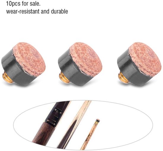 Dailygoods- Biljartkeu Tip Slijtvast - Pooltip - Accessoire - Vervanging - 10 Stuks - Eenvoudig te Gebruiken - Biljarttip — afbeelding 4