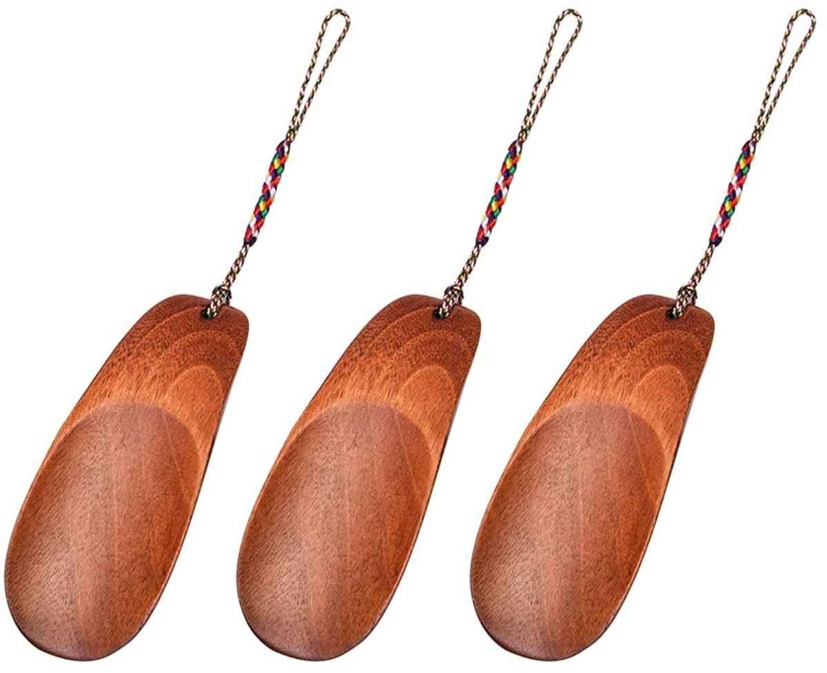 Dailygoods- Schoenlepel Korte Houten - Mini-Schoenlichter - Ergonomisch Ontwerp - Ophangkoord - Lichtgewicht - Stevig en Duurzaam