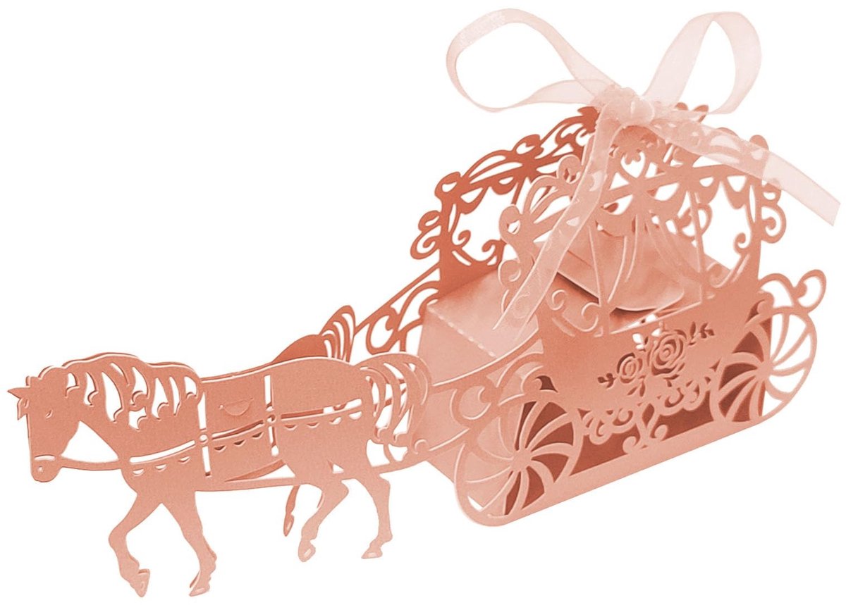 Dailygoods- Trendy Trolley - 50 Stuks - Bruiloft/Verjaardag - Snoepdoosjes - Elegant Ontwerp - Hoogwaardig Papier/Lint - Traktatie Doos