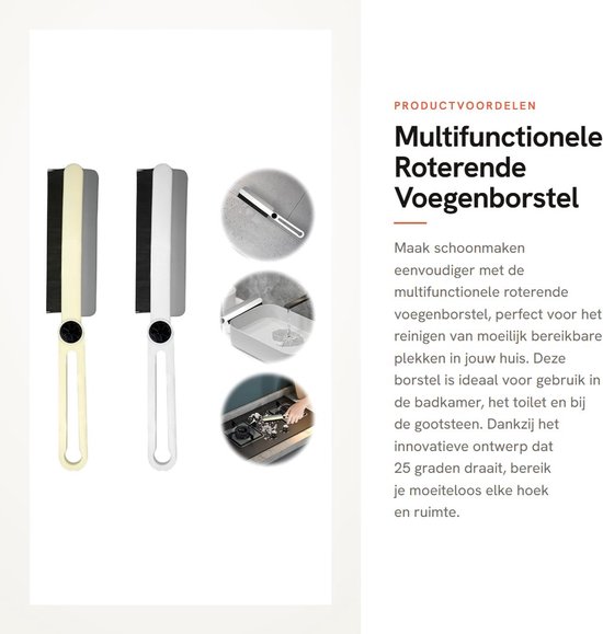Dailygoods - Dailygoody - Multifunctionele Roterende Voegenborstel - Voegenborstel voor Toilet - Efficiënt en Milieuvriendelijk - Wit - Roterende Borstel - Voor Ba van Dailygoods — afbeelding 4