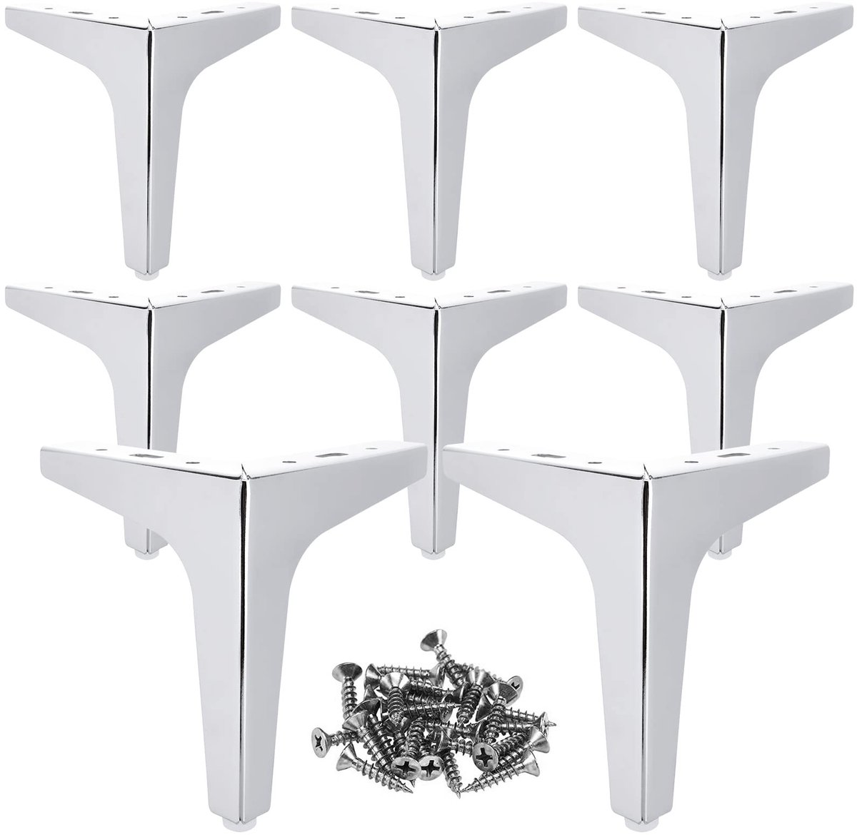 Dailygoods- Meubelpoten metaal 15 cm - Meubelpoten set van 8 - Kastpoten - Belastbaar tot 800 kg - Driehoekig - Inclusief 40 schroeven - Meubelvoeten