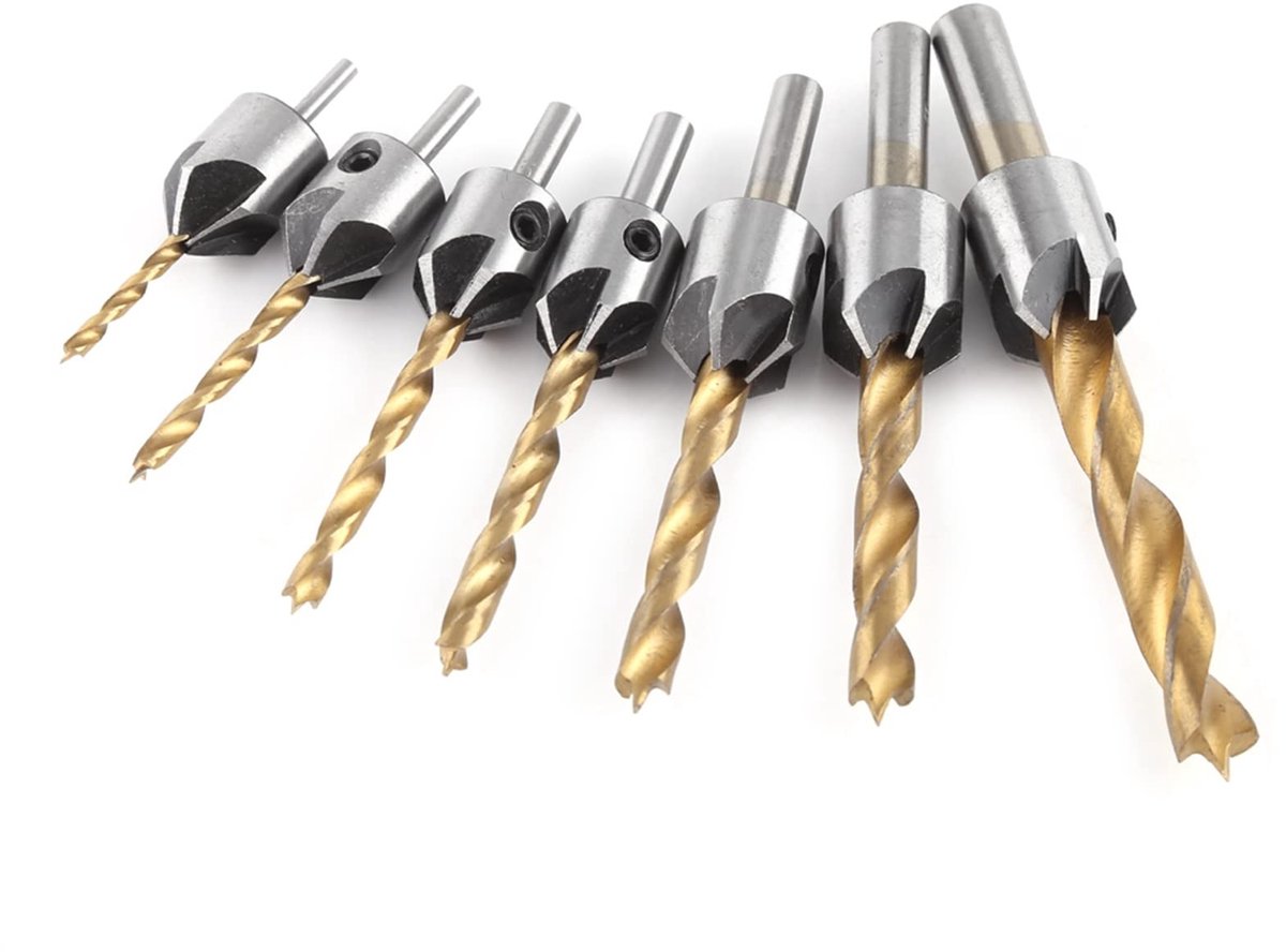Dailygoods- Verzinkboorset 7-delig - Koolstofstaal - Boordiameters 3-10 mm - Inbussleutel - Zeshoekig kottergereedschap - Lange levensduur - Boorset