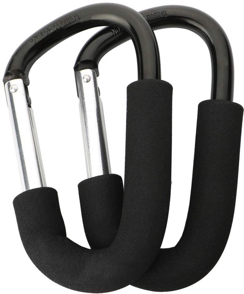 Dailygoods- Haken voor Kinderwagen - Grote Karabijnhaak - Mummie Clip - Multifunctionele Clip - Aluminium - Comfortabele Schuimgreep - Kinderwagenaccessoires