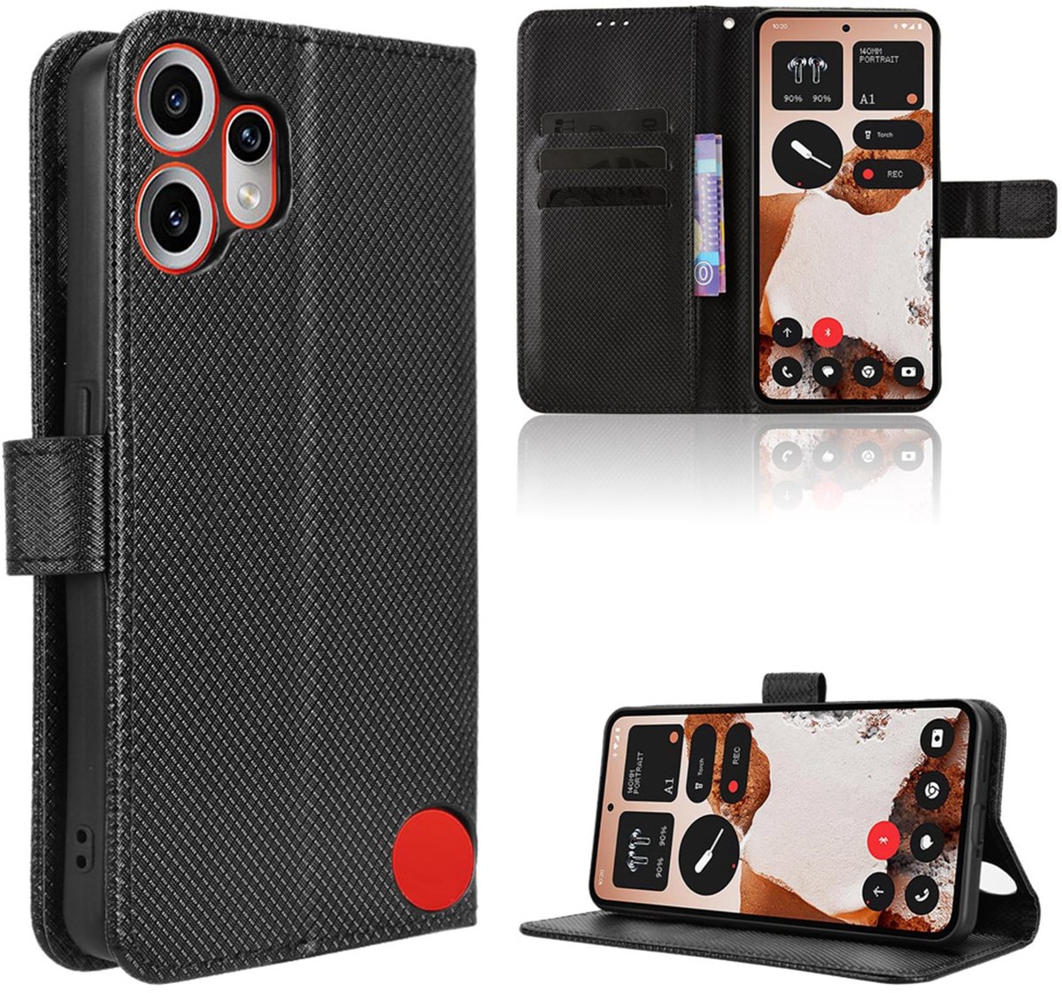 Dailygoods- Beschermhoes Schokbestendig - Portemonnee - 3 Kaartvakken - TPU Binnenhoes - Hoogwaardige Vezels - Compatibel met CMF Phone 2 Pro 5G - Telefoonhoes