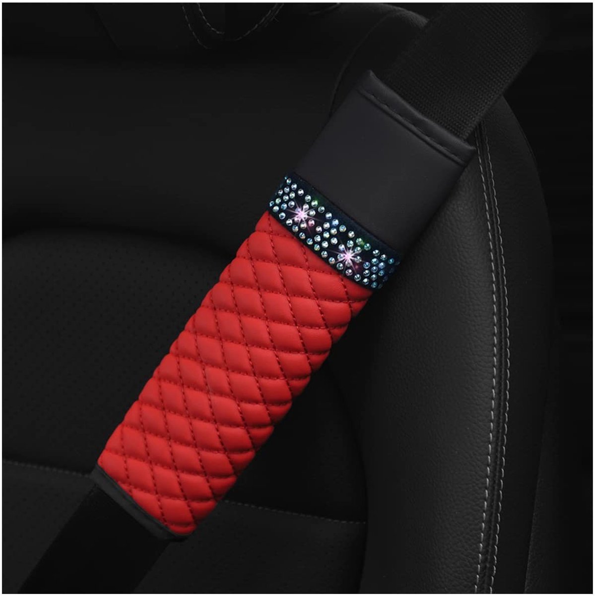 Dailygoods- Autogordelkussen 2 Stuks - Veiligheidsgordelbekleding - Schouderkussen - Zacht PU-leer - 6,5 x 23 cm - Verkrijgbaar in Meerdere Kleuren - Gordelkussen