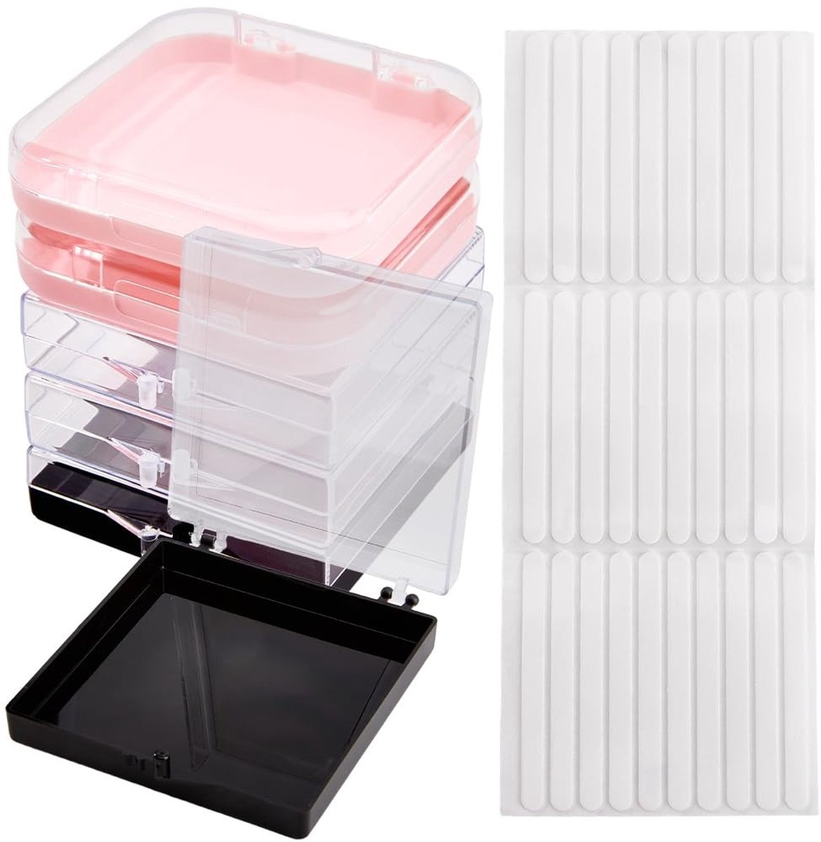 Dailygoods- Nagelorganizer 9 Stks - Plastic Opbergdoos - Zelfklevende Tape - Valse Nagels - DIY Nailarts - 3,1 x 2,7 inch - Nagelbox