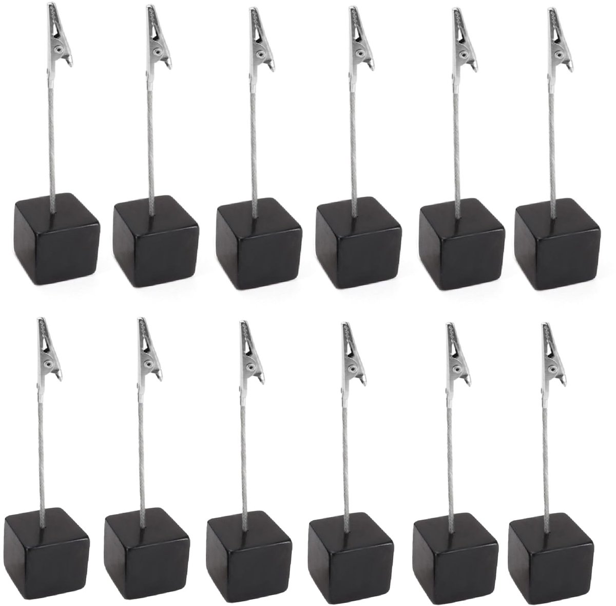 Dailygoods- Fotohouder - Houten Sokkel - Tafelkaarthouder - Kaartenstandaard met Klemmen - 12 Stuks - Duurzaam Grenenhout - Kaarthouder