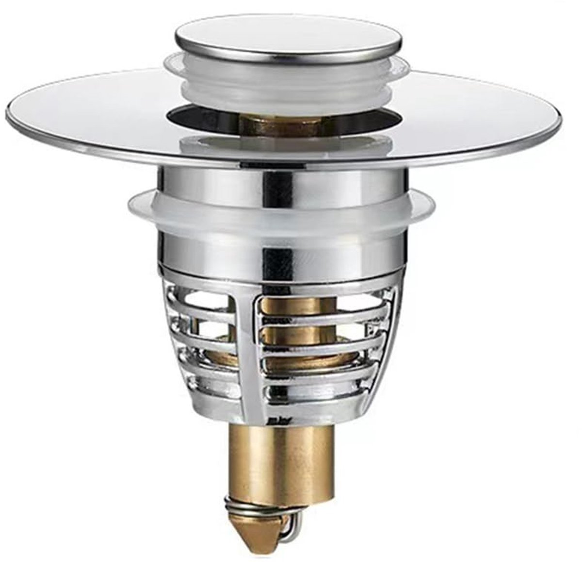 Dailygoods- Gootsteenstop Universeel - Roestvrijstalen Behuizing - Afvoerzeef - Pop-up Stopper - Geschikt voor 28-33 mm - Duurzaam en Corrosiebestendig - Afvoerplug