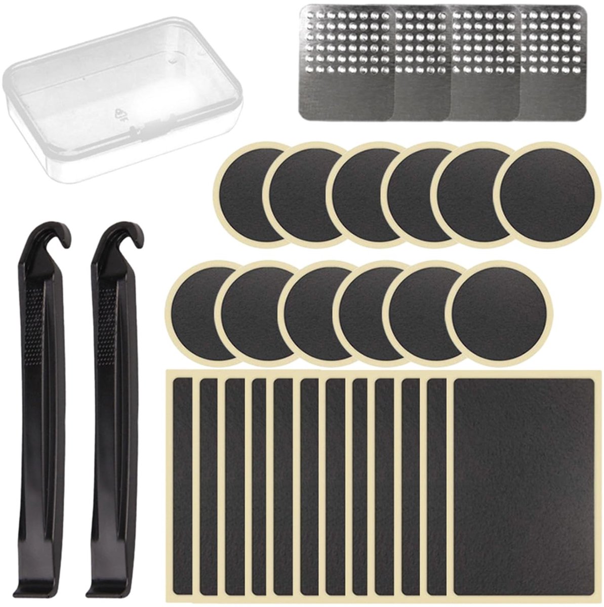 Dailygoods- Gereedschapsset 30-delig - Bandenreparatieset Auto/Fiets - Inclusief Opbergdoos - Kunststof - Draagbaar 130 x 65 x 22 mm