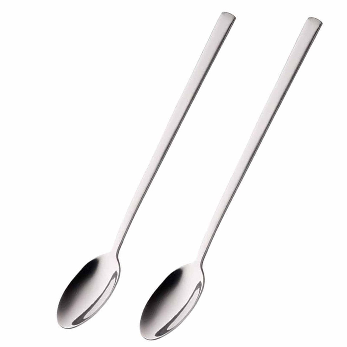 Dailygoods- Theelepels Set van 2 - Lange Handvat - 18/10 Roestvrij Staal - Gepolijst - Ideaal voor Latte/Ijs Sundae - Lengte 18,5 cm - Besteklepels