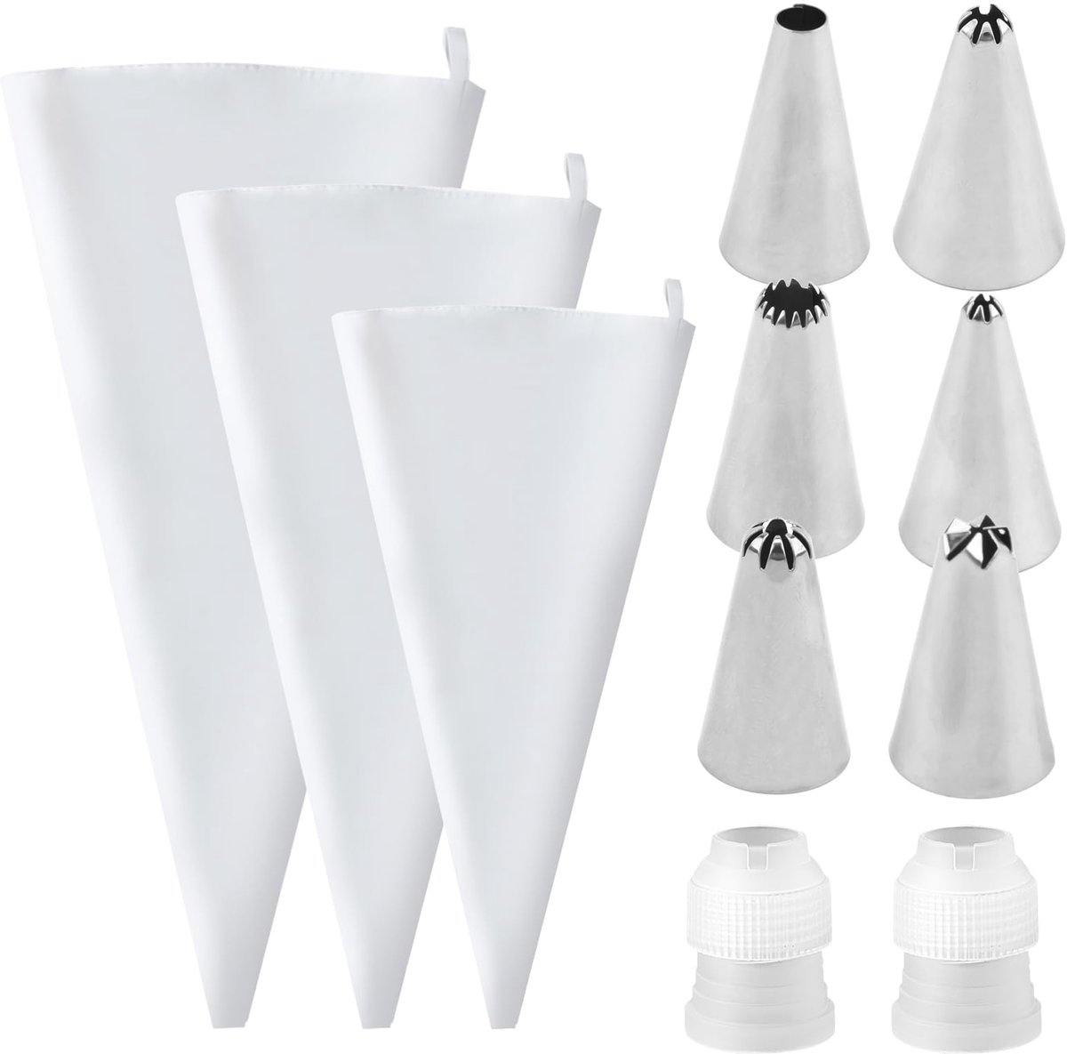 Dailygoods- Spuitzak met 6 Spuitmondjes - Katoenen Spuitzakken - Vaatwasmachinebestendig - Taartdecoratie - 30/35/40 cm - Duurzaam Gebruik - Bakspuitzak