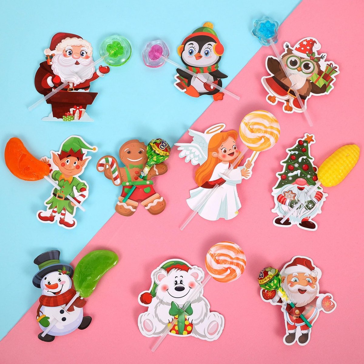 Dailygoods- Kerstlolly's 150 Stuks - Snoep Decoratie - Cadeaupapier - Versieringen - Suikerhoed - Papieren Kaarten - Hoogwaardig Papier - Snoepdecoratie