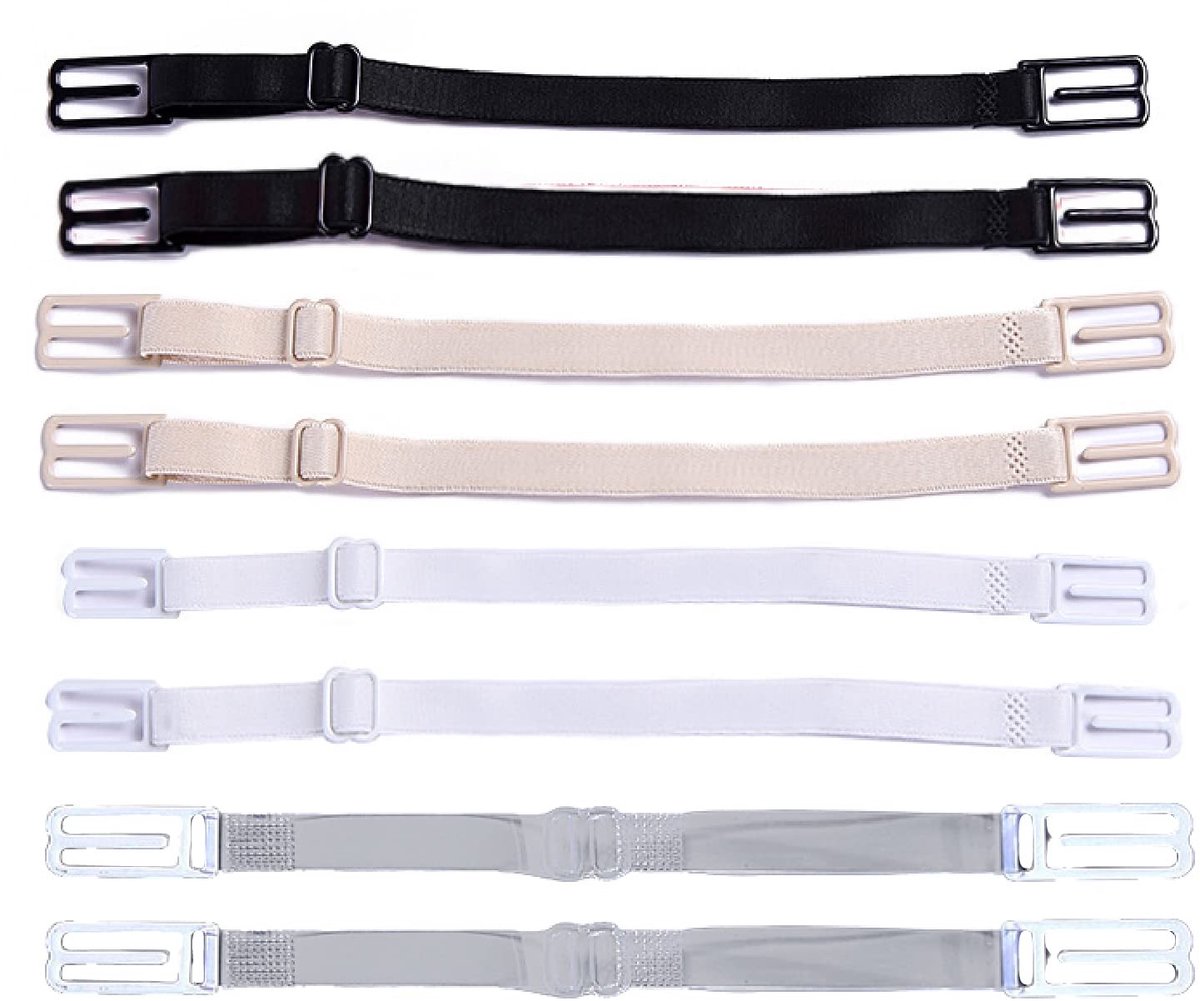 Dailygoods- BH-Bandjes 8 Stuks - Antislip - Verstelbaar - Doorzichtig/Zwart/Beige/Wit - Ideaal voor Beha-dragers - Geschikt voor Sport - Beha Clips