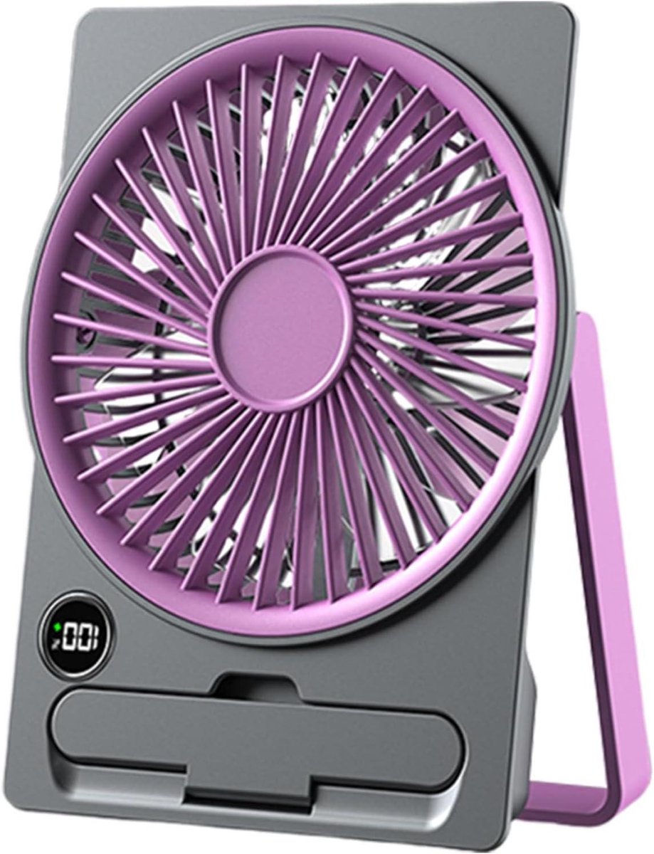 Kleine Bureau Ventilator - Tafelventilator USB - Persoonlijke Koeling - 6 Snelheden - 14x4x18 cm - Paars