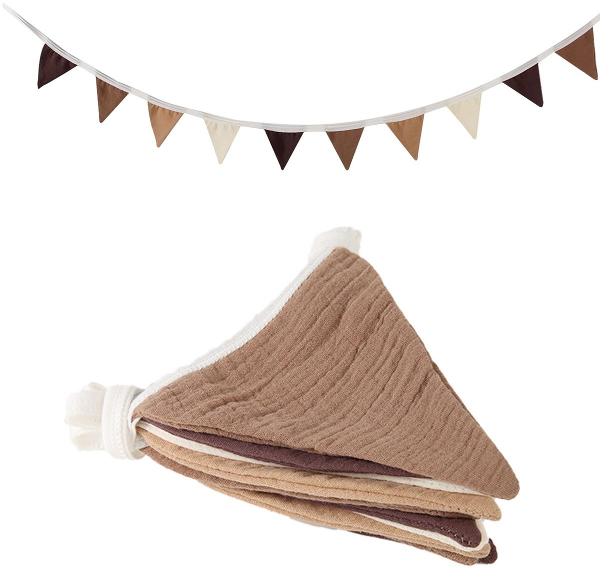 Dailygoods- Vlaggenketting 2,55 meter - Kleurrijke Vlaggetjesslinger - Driehoekige Vlag - Wanddecoratie - Babyshower - Hoogwaardig Katoen - Slinger