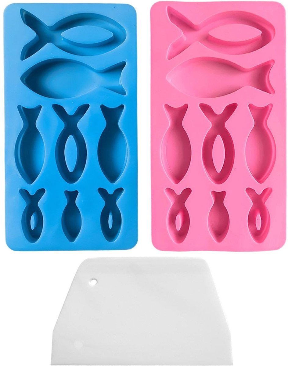 Dailygoods- Siliconenvorm 2 Stuks - Visvorm - Schraper - Keukengerei - Bak- en Dessertproductie - Makkelijk te Reinigen - Bakvorm