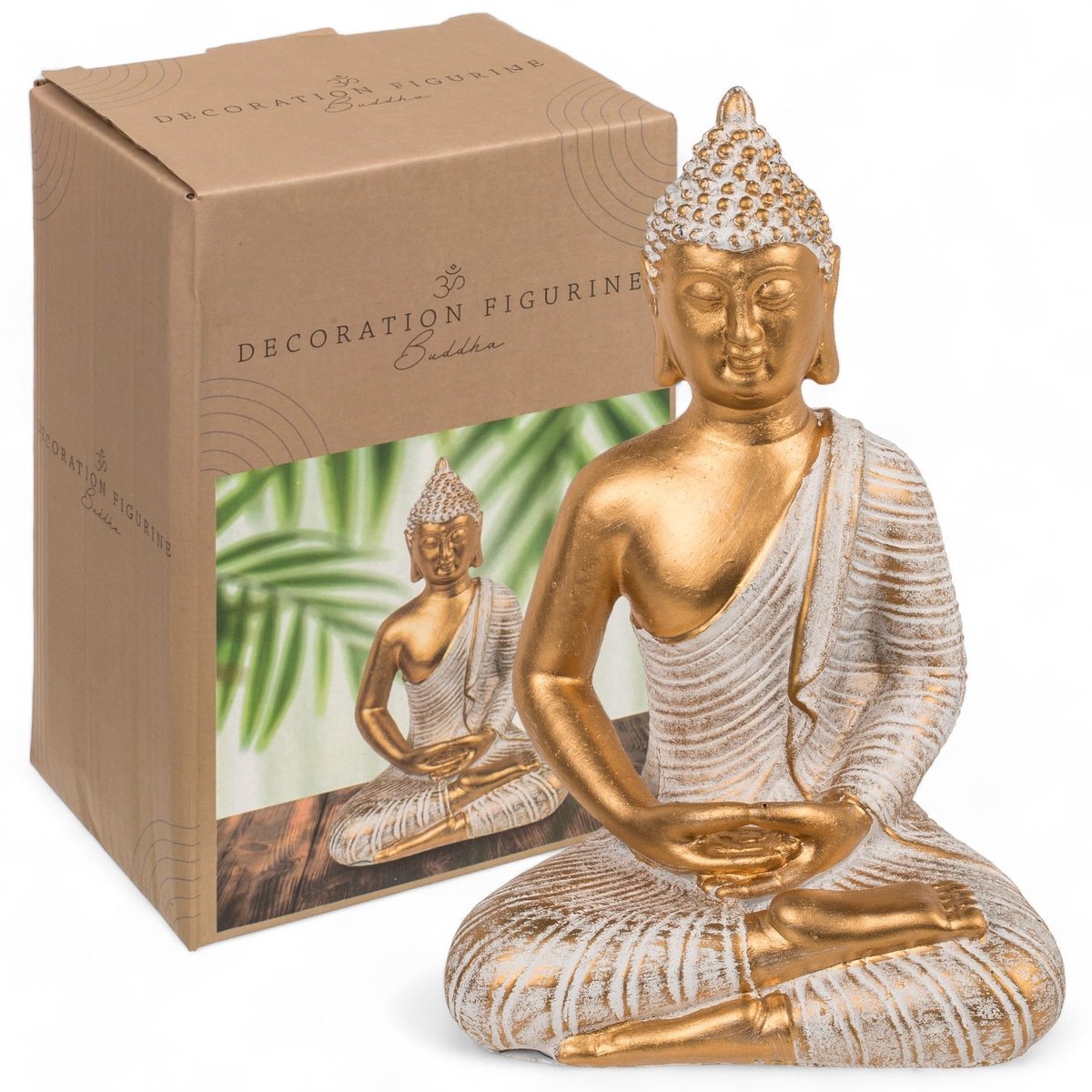 Dailygoods- Boeddha Beeld Vintage Look - Decoratiefiguur - Polyhars - 14-34 cm Hoog - Optioneel met Theelichthouder - Spirituele Rust