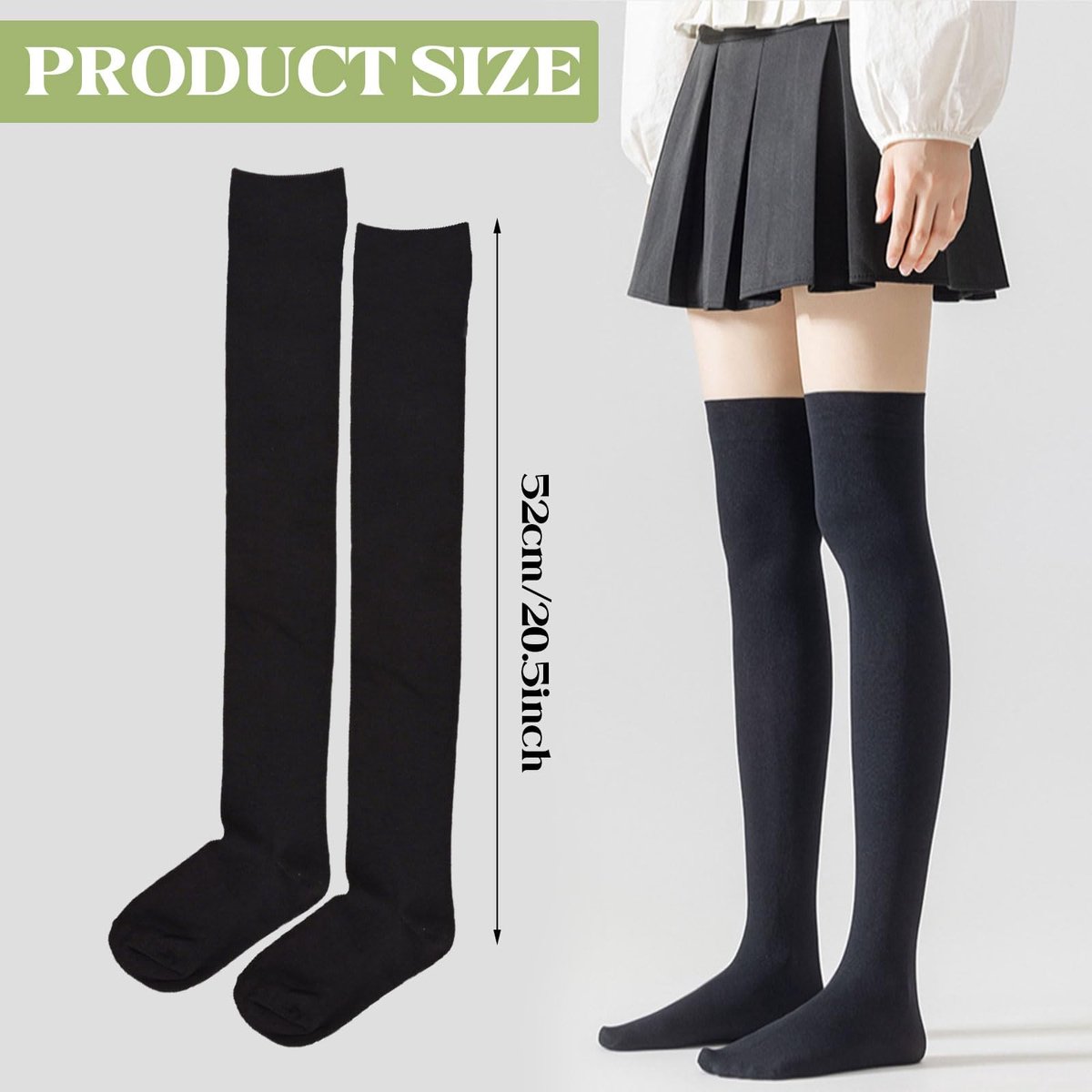Dailygoods- Overknee-kousen 3-pack - Hoge Sokken - Klassiek Zwart/Wit/Grijs - Lange Kousen voor Dames/Meisjes - Hoogwaardig Polyester - Casual Stijl
