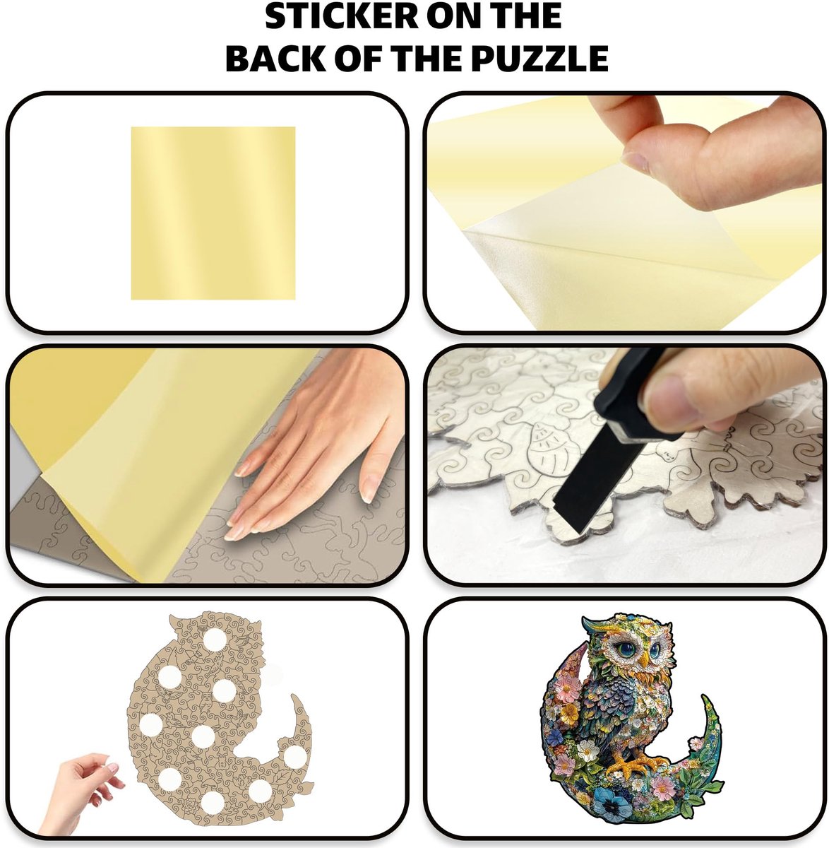 Ryoudavell - Houten Puzzel voor Volwassenen - Maan Uil puzzel - Houten Puzzel - puzzel - 193 Stukjes - spaarpot volwassenen - FSC-gecertificeerd hout (Formaldehyde-vrij) -stijl - Cadeau & Decoratie - 28 x 24 cm - Niet compatibel met LEGO — cadeau in Spellen & Speelgoed - foto 2