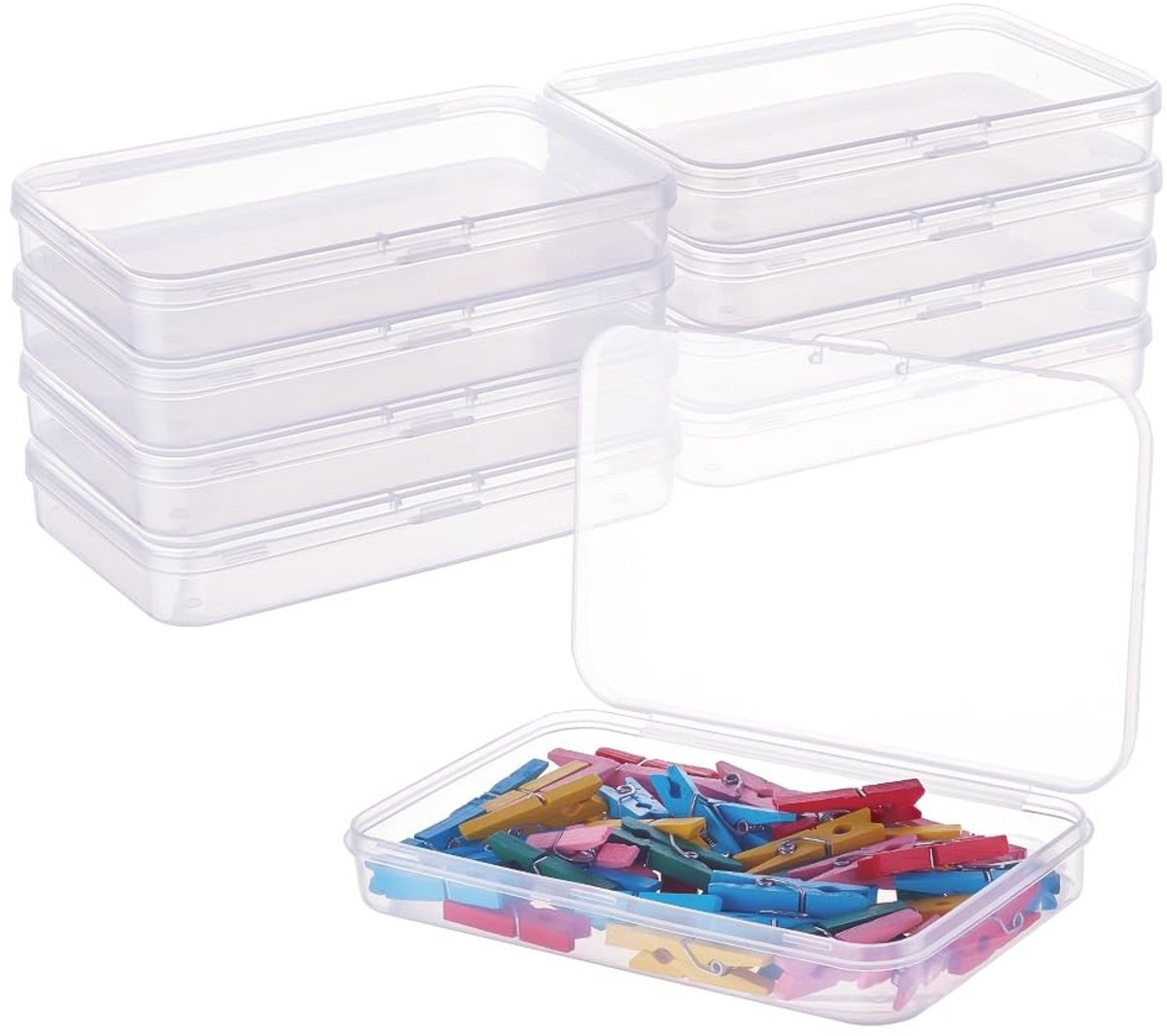 Dailygoods- Opbergdoos - 10 Pack - 13x8.5x2cm - Plastic - Deksels - Voor Kralen/Accessoires - Efficiënt en Praktisch - Opbergcontainers