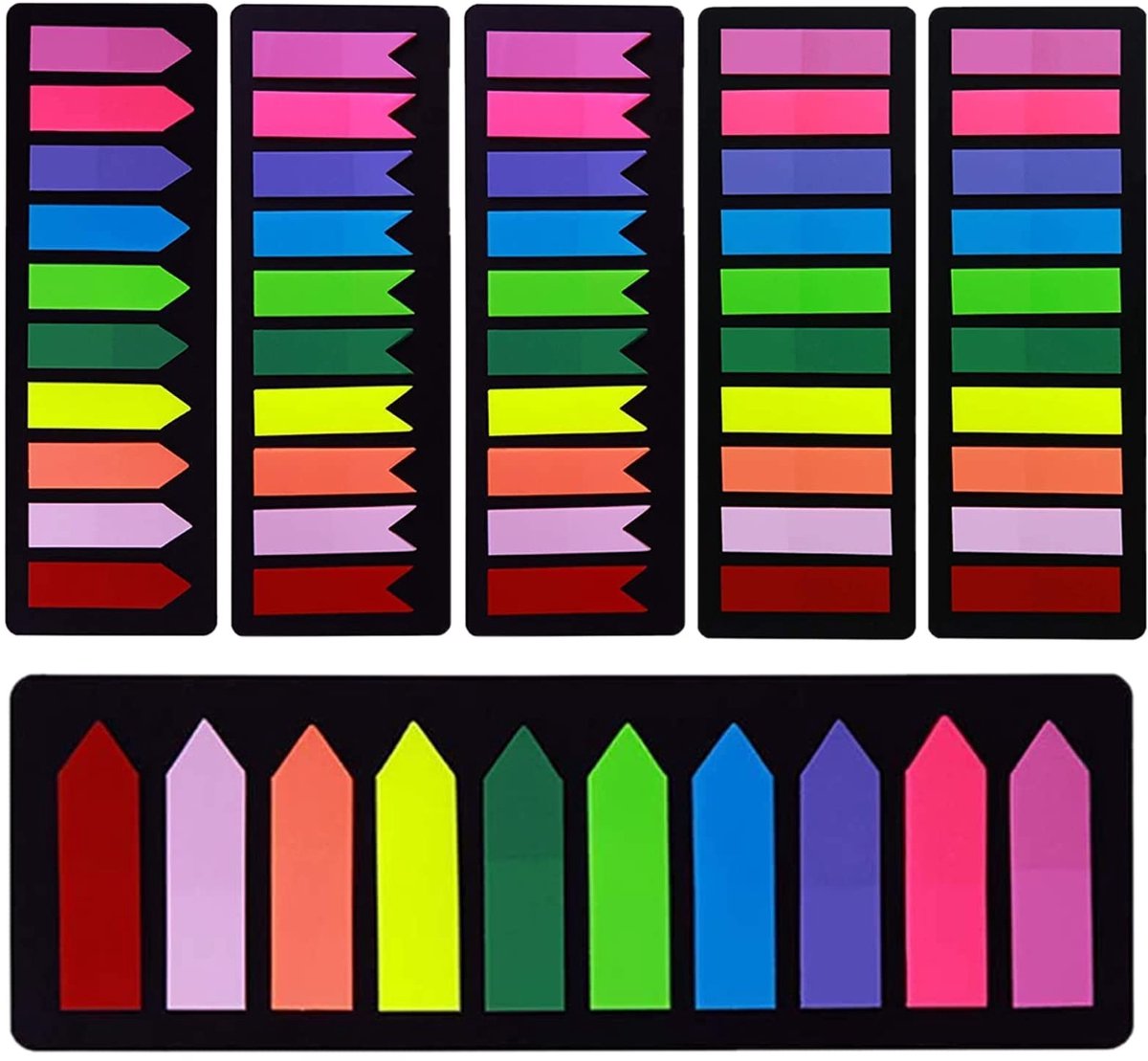 Dailygoods- Plaknotities 1440 Stuks - Sticky Index Tabs - Paginamarkeringen - Beschrijfbaar - Herpositioneerbaar - 10 Kleuren - 3 Ontwerpen