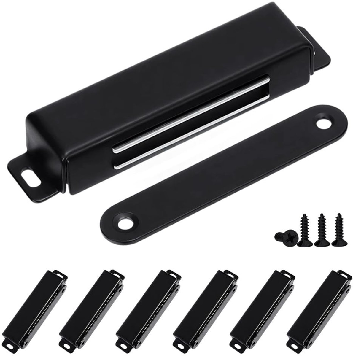 Dailygoods- Magneetsnapper extra sterk - Deurmagneet - Magneetsluiting - Kogelsnapper - Roestvrij staal - 6 stuks met 24 schroeven - Kastmagneten