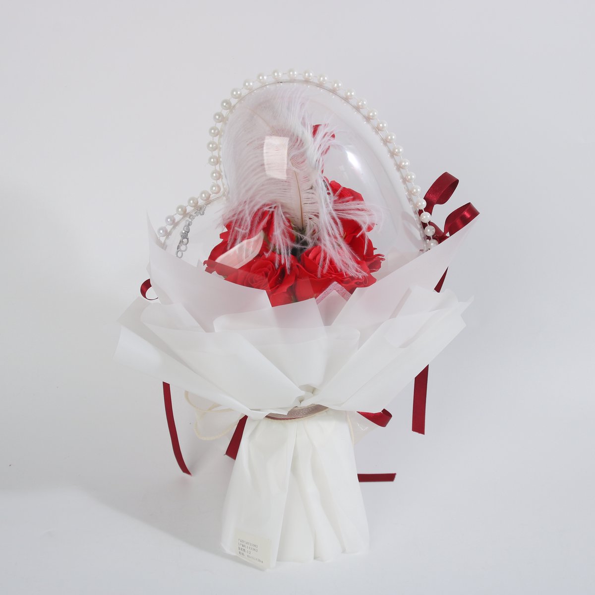 La Roselle Amsterdam Rozen boeket Hartvormig met Transparante Ballon – Rode Kunstrozen Cadeau voor Haar – Luxe Valentijns Geschenk
