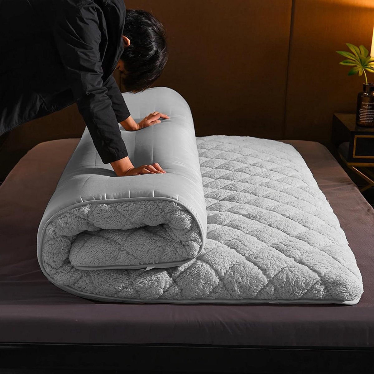 Japanse slaapfuton,dikker Japanse Futon Matras voor kinderen,Opvouwbare vloerbank Tatami-mat voor volwassenen,oprollen gastenslaapmatje,Draagbaar kampeerbed,blijf warm,Grijs,100x200cm(39x79in)