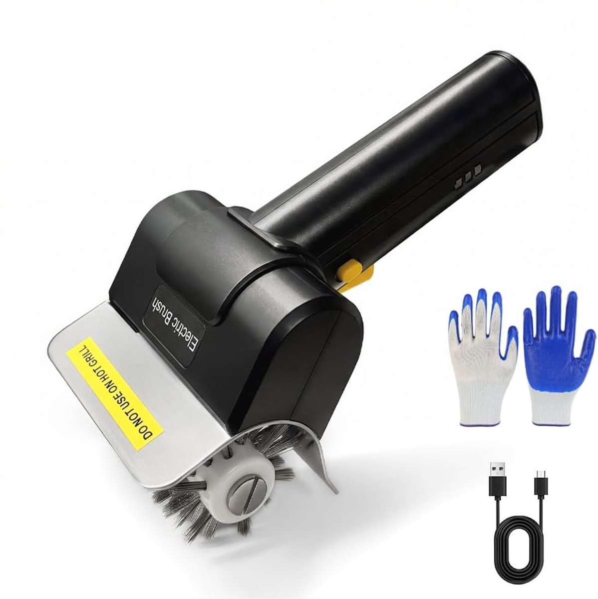 BBQ-grillborstel – Draadloze elektrische grillborstel – 2000 mAh – Afneembare roestvrijstalen borstelkop – USB-C-opladen – Reinigingstool voor BBQ-grills, roosters en bakplaten – Zwart