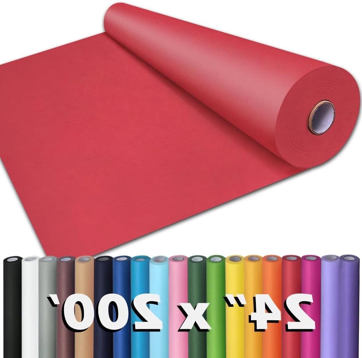 Papier Rol - Kleur Kraft - Cadeau Inpakken - Natuurlijke Pulp - 60cm x 6m - Rood