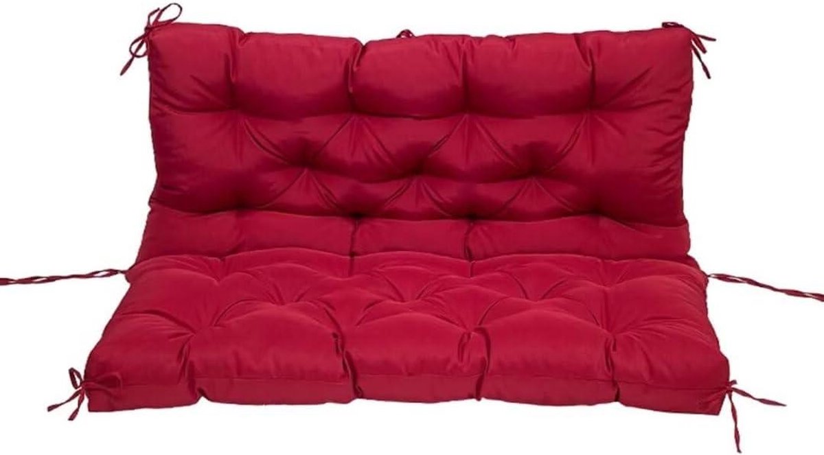 Tuinkussen met Rugleuning - Bankkussen Buiten - Comfortabel Zitten - Waterdichte Oxford Stof - 120x50x50cm - Wijnrood