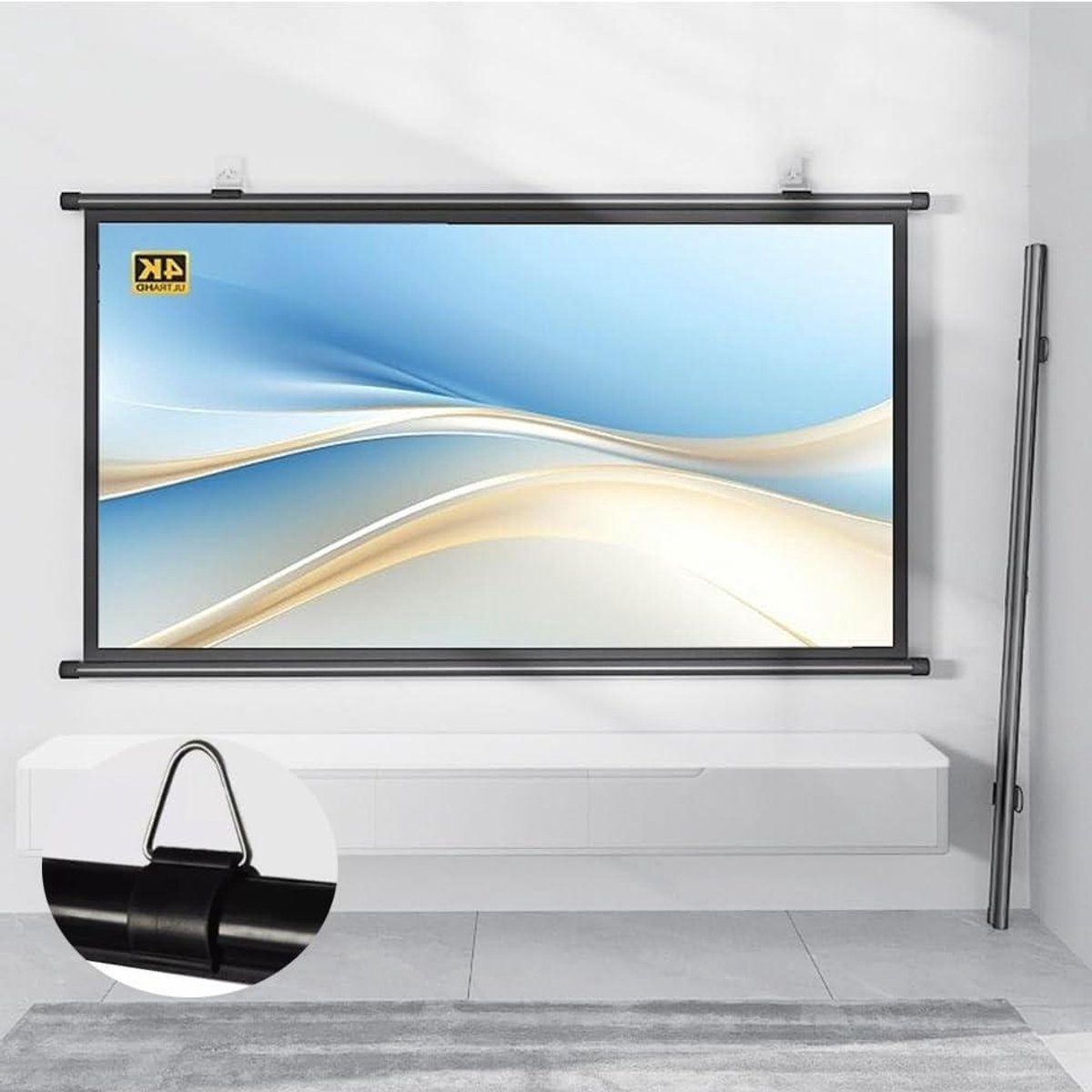 Projectiescherm - Scherm voor beamer - Thuisbioscoop - Opvouwbaar en draagbaar - 76.2 cm (30 inch) - Wit