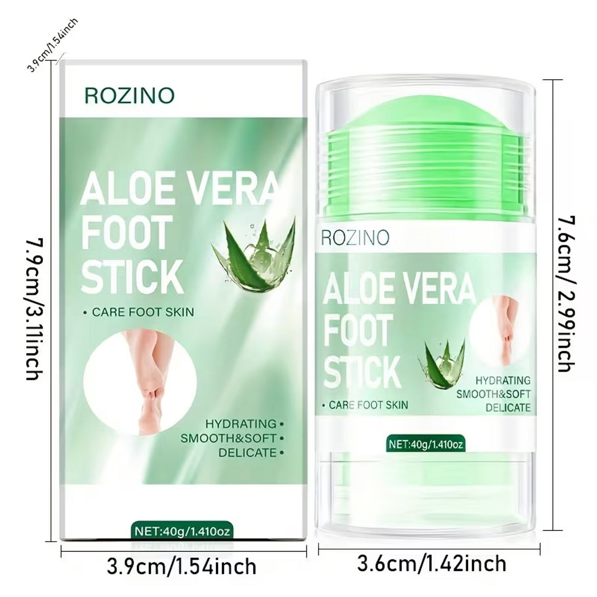 Aloë Vera Voetverzorging Stick – Hydraterende Voetcrème Stick met Aloë Vera en Pepermunt – Voor Droge en Ruwe Voeten