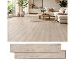 Lemlit Zelfklevende PVC Vloer 5m² - Vinyl Vloertegels Houtlook 36 Stuks - Waterdicht 2 mm - Woor Keuken Woonkamer en hal - Lichtbeige