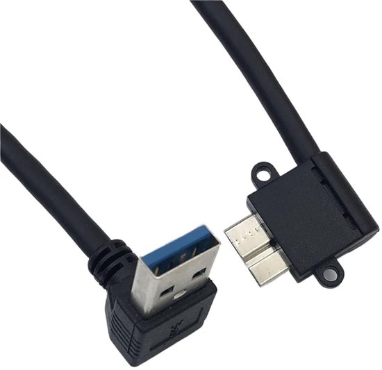 USB 3.0 Kabel - Micro B Kabel - Externe Schijf Aansluiten - 90 Graden Hoek - 1 Meter - Links — afbeelding 3