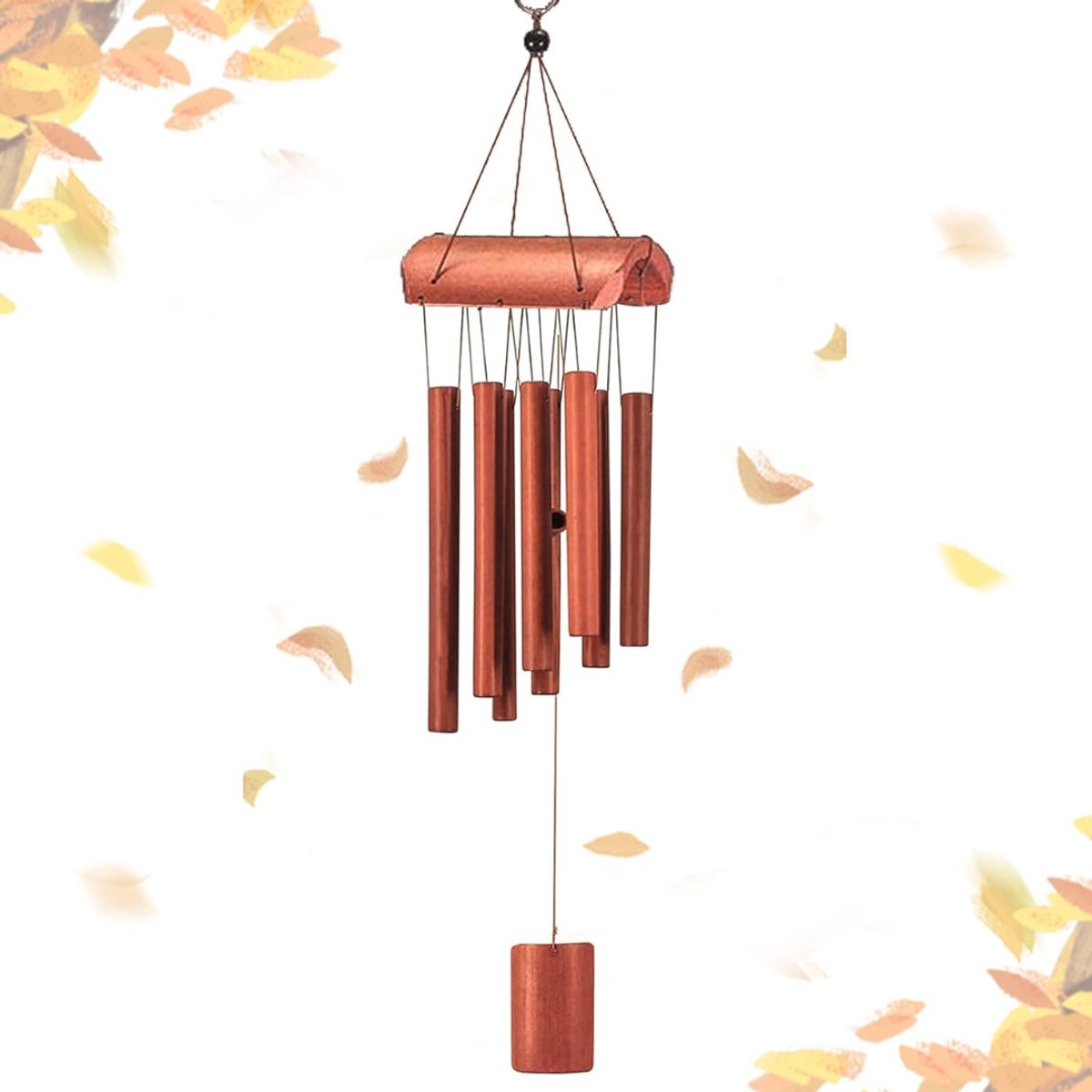 QUOVO® Windgong Bamboe - Windgong Buiten - Windorgel - Bruin - 10cm x 9cm x 65cm