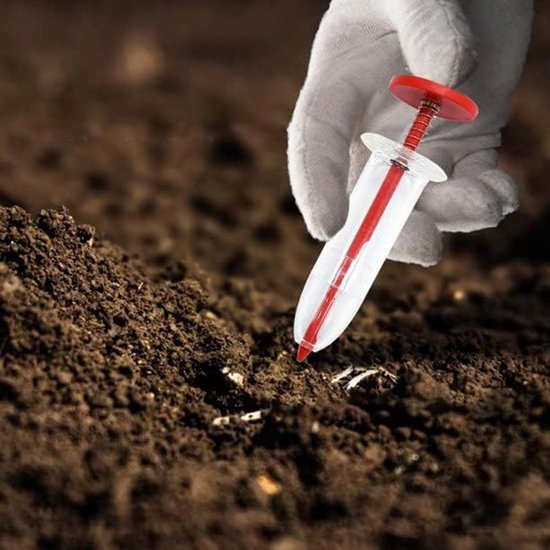 Zaaimachine Plantenbak - Zaad Dispenser - Efficiënt Zaaien - Verstelbaar Zaad - 6-delige Set - Rood — afbeelding 3