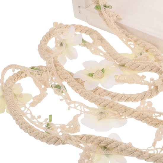Houten Newborn Schommel - Fotografie Prop - Fotoshoot Decoratie - Met Bloemaccenten - 13 x 30 x 10 cm - Wit — afbeelding 3
