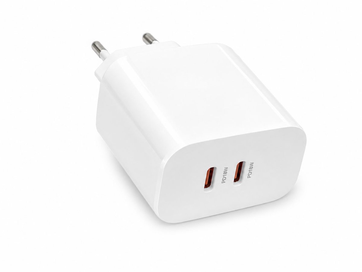 Super Fast Charging USB C Oplader - Smart Chip - Safe Charger - Snellader - 36W Output - 2 Poorten - Quick Charger - Wit
