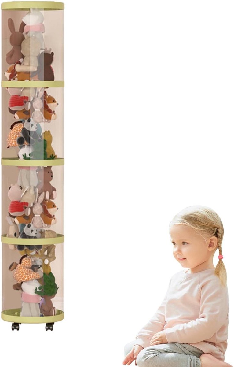Opbergbuis Knuffels - Speelgoedmand Organizer - Speelgoed Opbergen - Met Stille Wielen - 28x28x33 cm - Groen