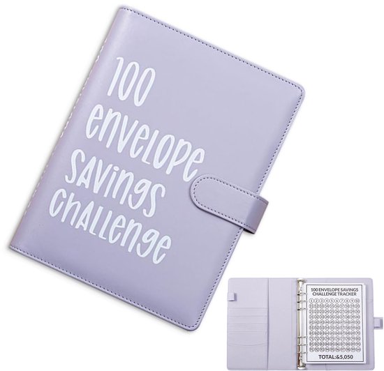 100 Envelope Challenge Binder-A5 Envelope Money Challenge Binder-Spaarmap Geld - Spaarpot - Geld Sparen - Money Planner - Paars