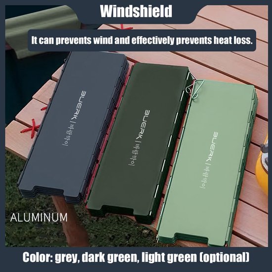 Windscherm Kooktoestel - Opvouwbaar Scherm - Outdoor Koken - Stevig Staalontwerp - 29 x 95 cm - Legergroen — afbeelding 3