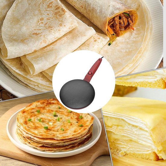 Elektrische pannenkoekenpan - Crêpemaker machine - Snel ontbijt maken - Automatische temperatuurregeling - 78 inch - Rood — afbeelding 2