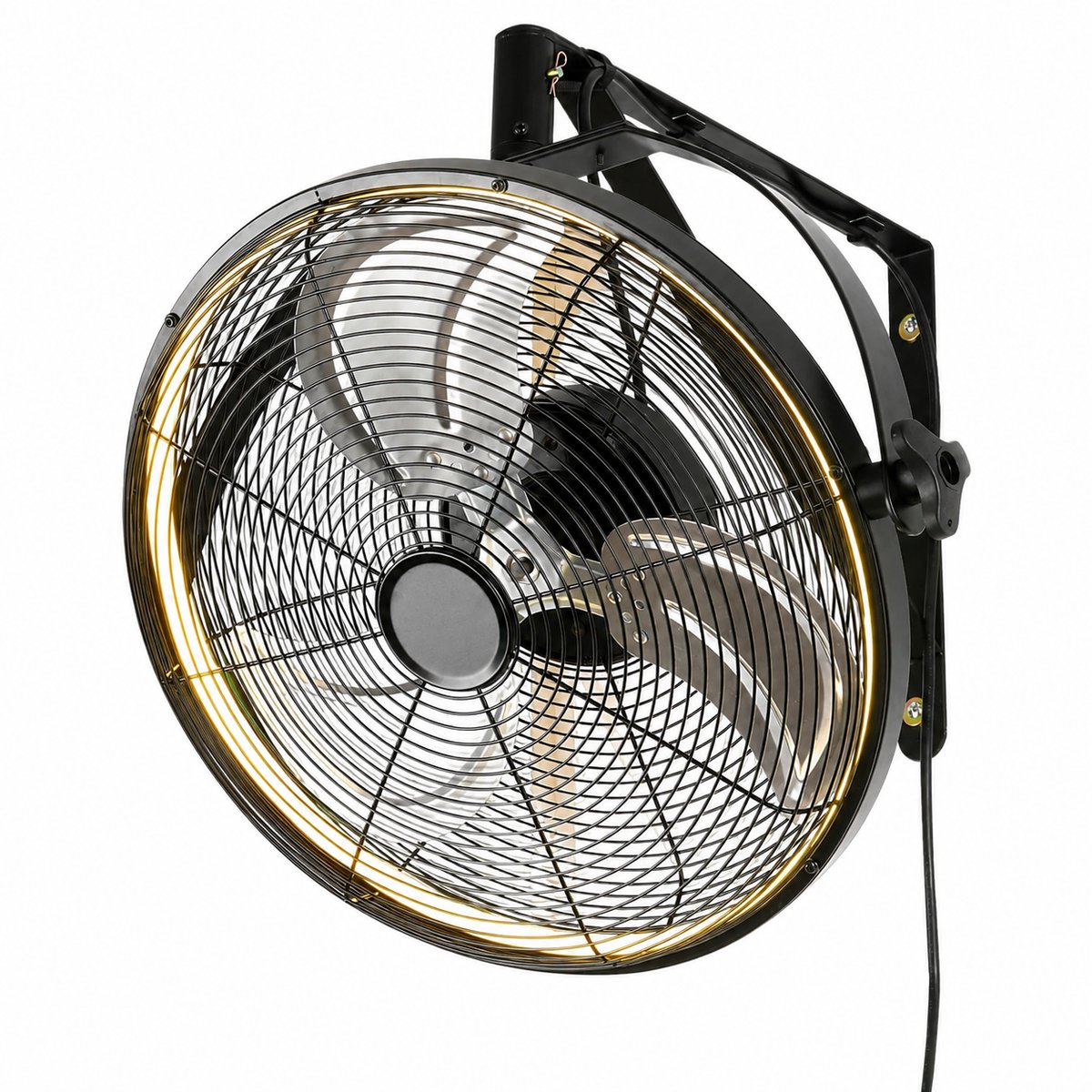 ITRONIQ Wandventilator Met Verlichting - Ventilator Muur - Slimme Ventilator Met Afstandsbediening en App - 6 Snelheden - Zwart
