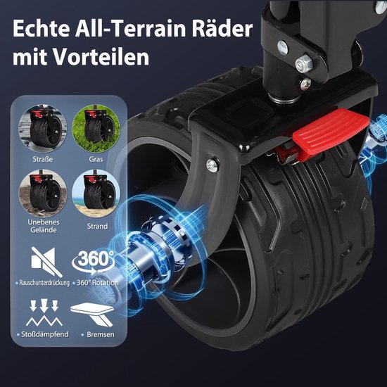 Bolderkar opvouwbaar XXL 200L - met remmen en extra brede all-terrain wielen - tot 150 kg belastbaar - voor outdoor, camping, tuin, strand en boodschappen van Bolderkar Opvouwbaar — afbeelding 3