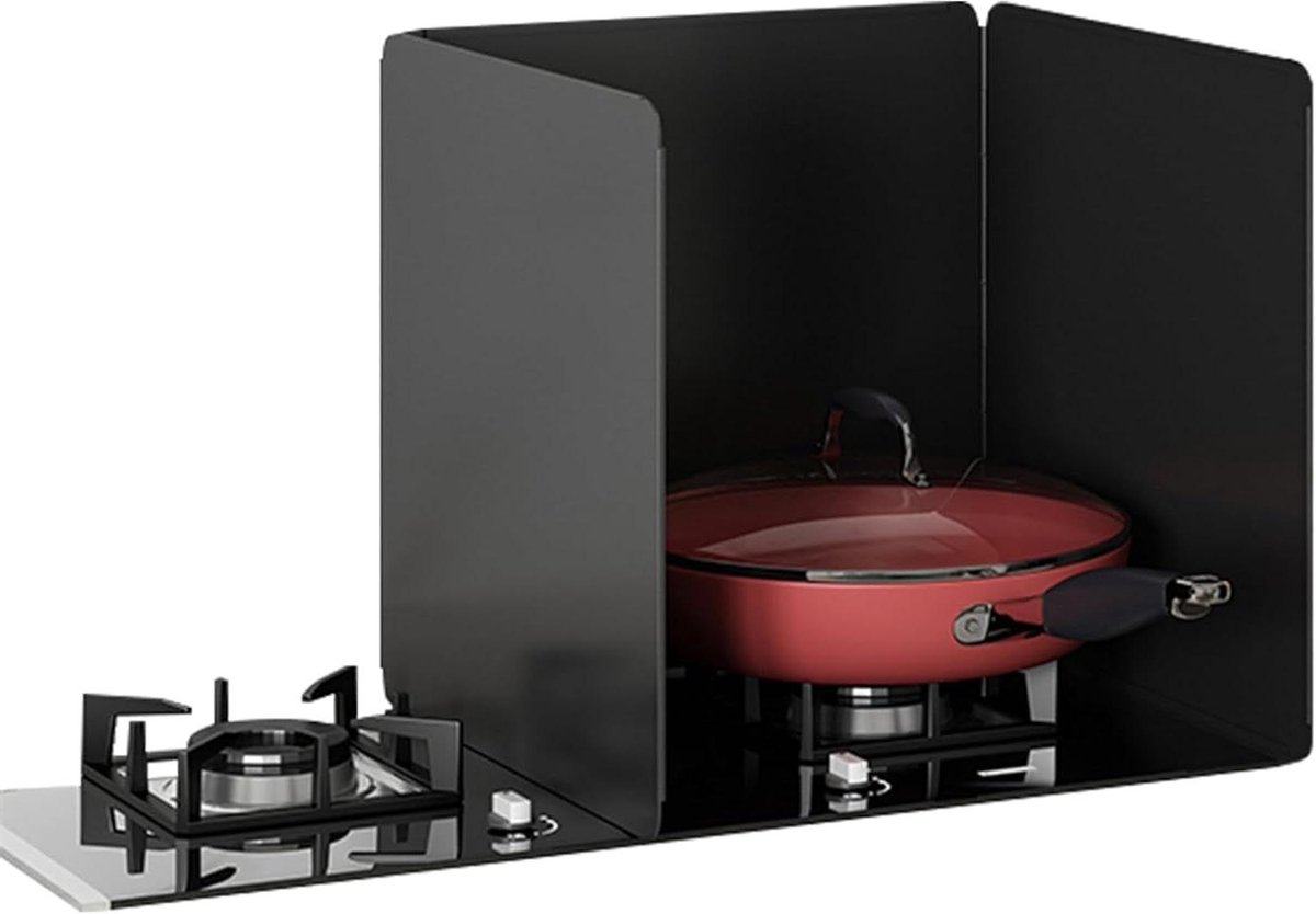 Olie Splash Guard - Vetvanger Keuken - Koken Beschermen - Driemaal Gevouwen - 30x40x40 cm - Zwart