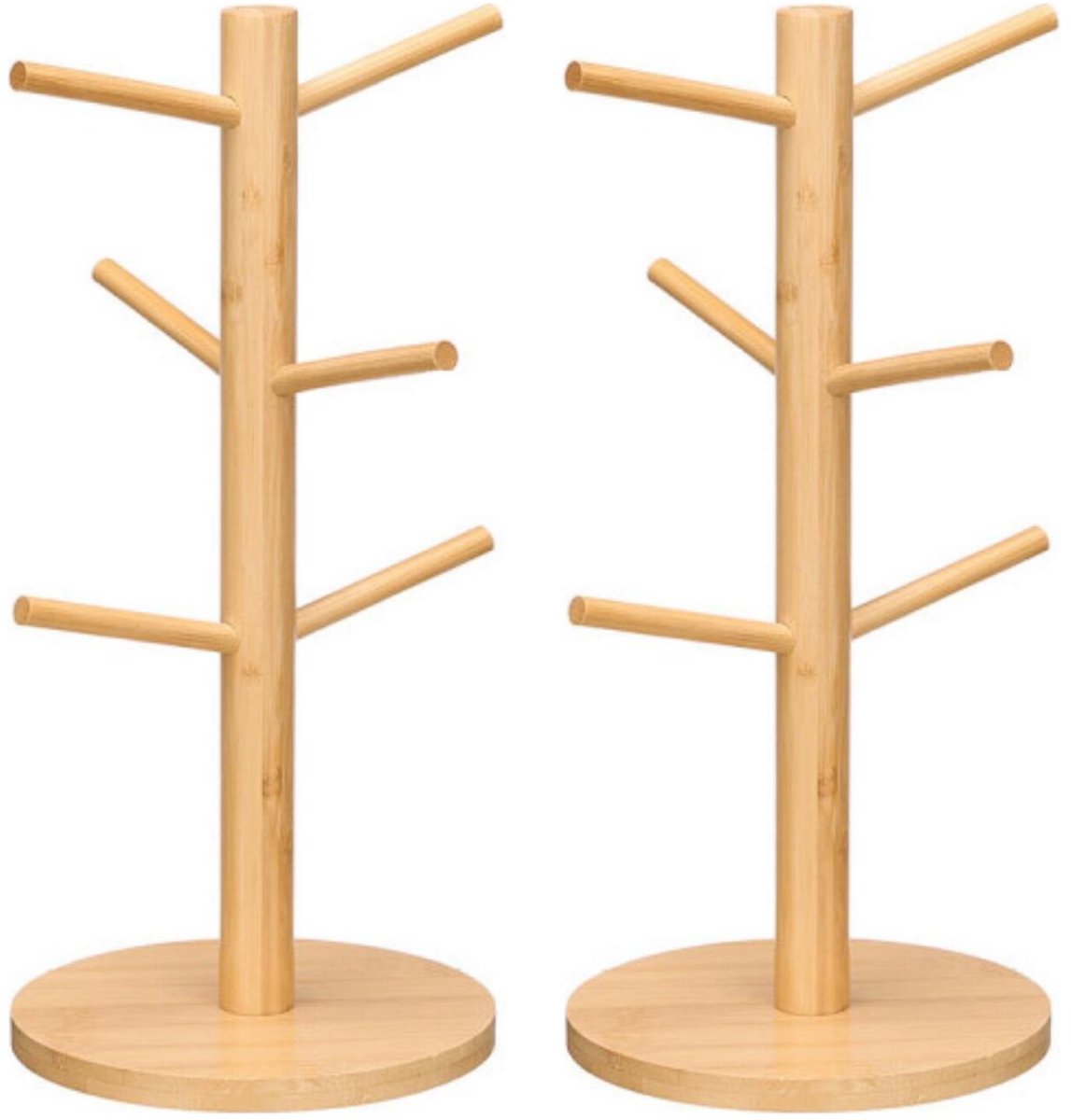 Kinvara Bekerhouder - 2x - bamboe - 34 x 19 cm - mokkenhouder/glazenhouder