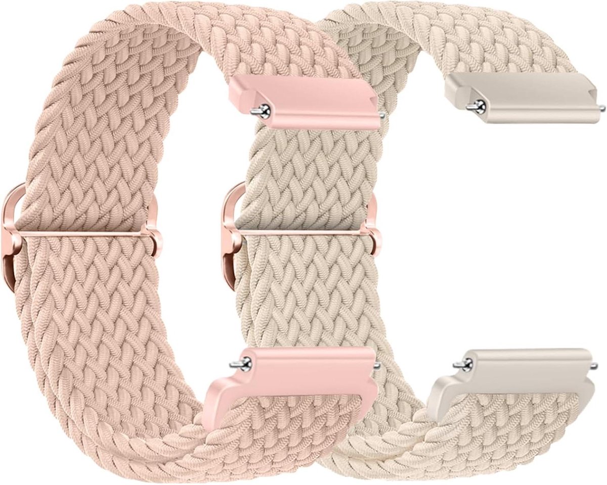 Gevlochten Nylon Armband - Rekbare Band - Smartwatch Gebruik - Snel Verstelbaar - 22 mm - Zwart