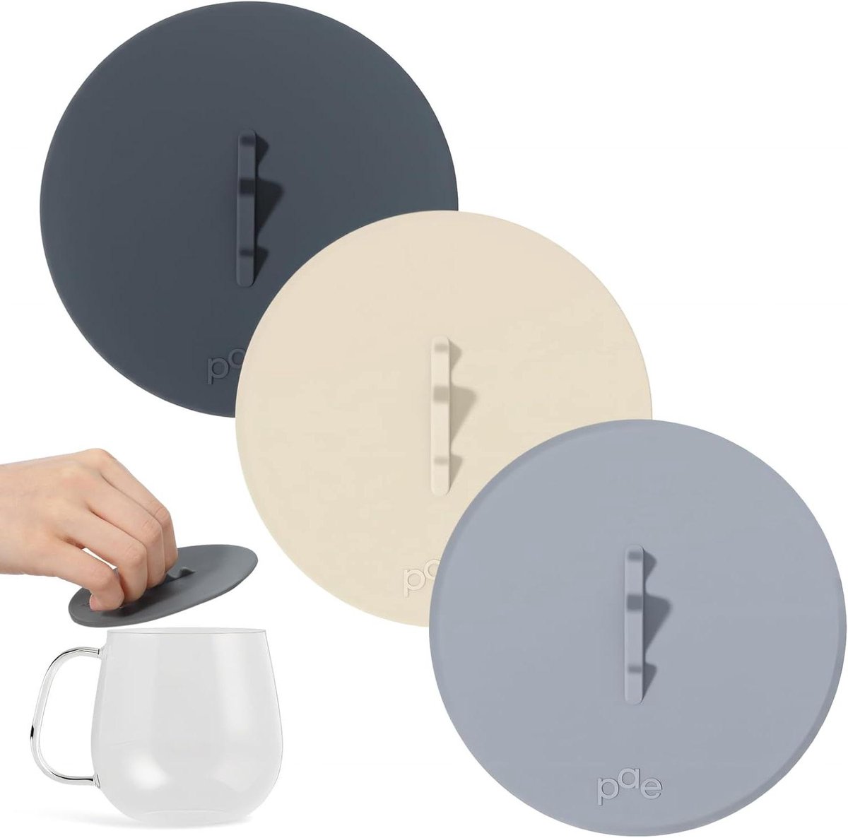 Silicone Cup Lids - Herbruikbare Dekseltjes - Dranken Beschermen - Stof- en Insectenwerend - 10 cm - Groen Zwart Grijs
